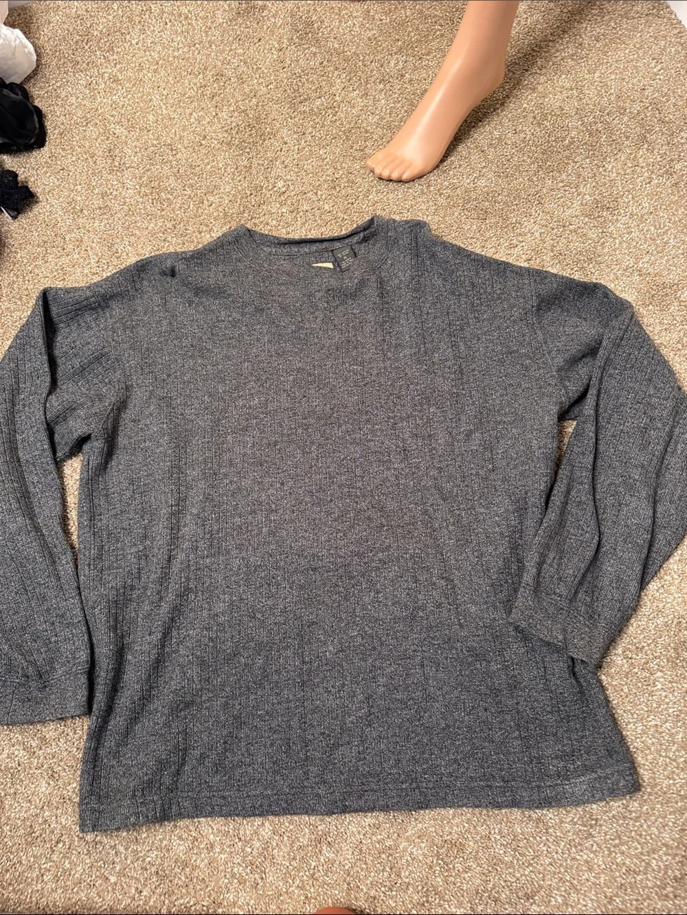Naturalife Crewneck Sweater - Gray breathable knit textured SZ XL